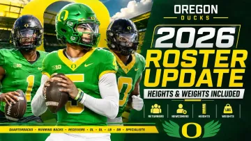 Oregon Ducks 2026 football roster update with player heights and weights